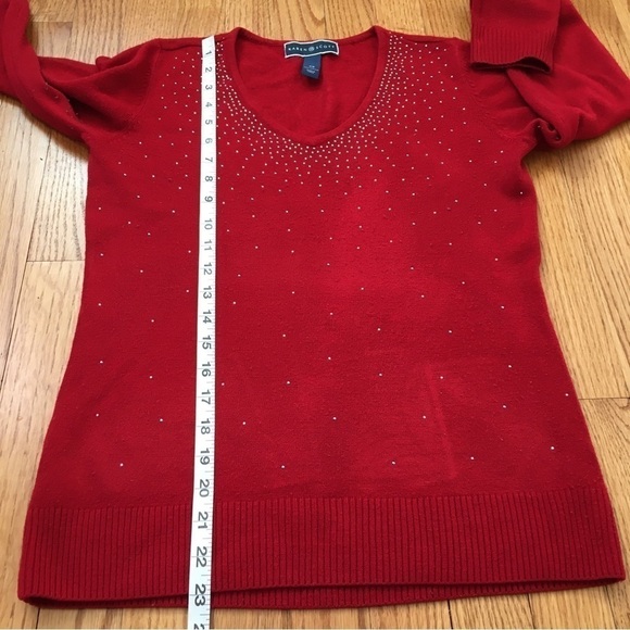 Karen Scott luxsoft Pull Over V-neck Red Sweater - Picture 5 of 16